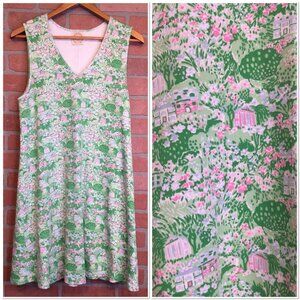 The Beaufort Bonnet Company Dress Size L Sleeveless Green Floral A-Line